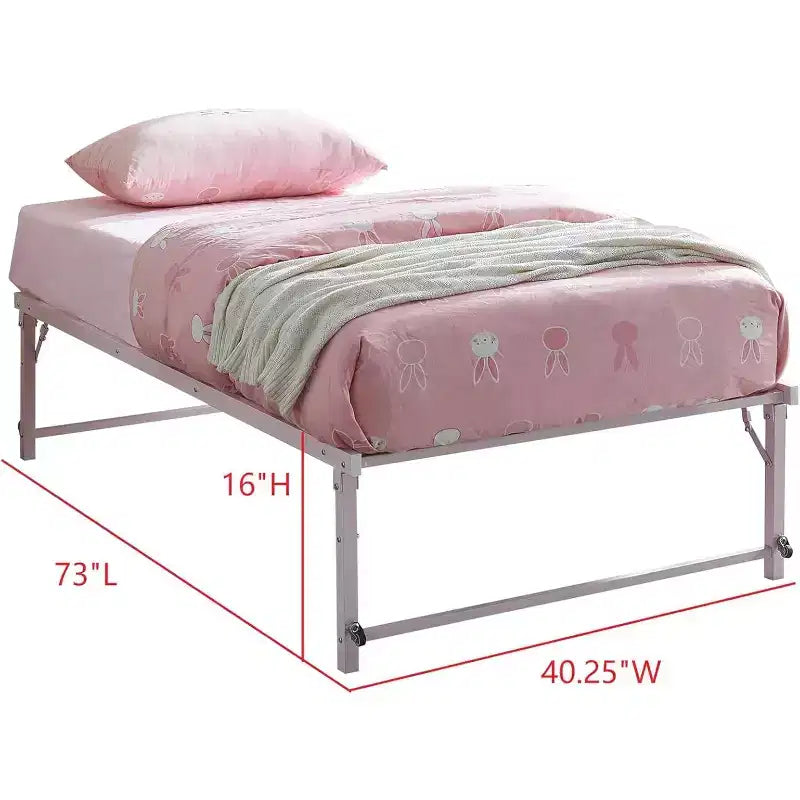 Cadre de lit gigogne escamotable en métal taille double avec roulettes de la marque Kings Brand Furniture - Solution compacte, robuste et élégante