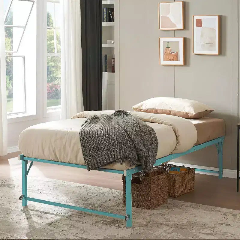 Cadre de lit gigogne escamotable en métal taille double avec roulettes de la marque Kings Brand Furniture - Solution compacte, robuste et élégante