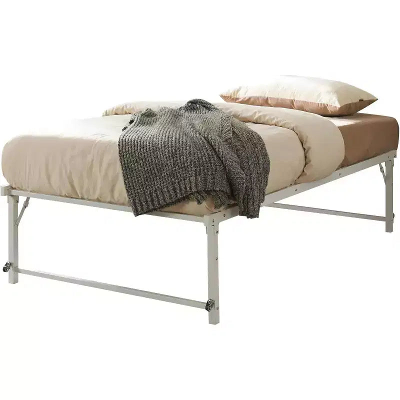 Cadre de lit gigogne escamotable en métal taille double avec roulettes de la marque Kings Brand Furniture - Solution compacte, robuste et élégante