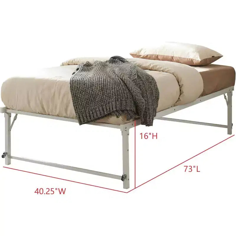 Cadre de lit gigogne escamotable en métal taille double avec roulettes de la marque Kings Brand Furniture - Solution compacte, robuste et élégante