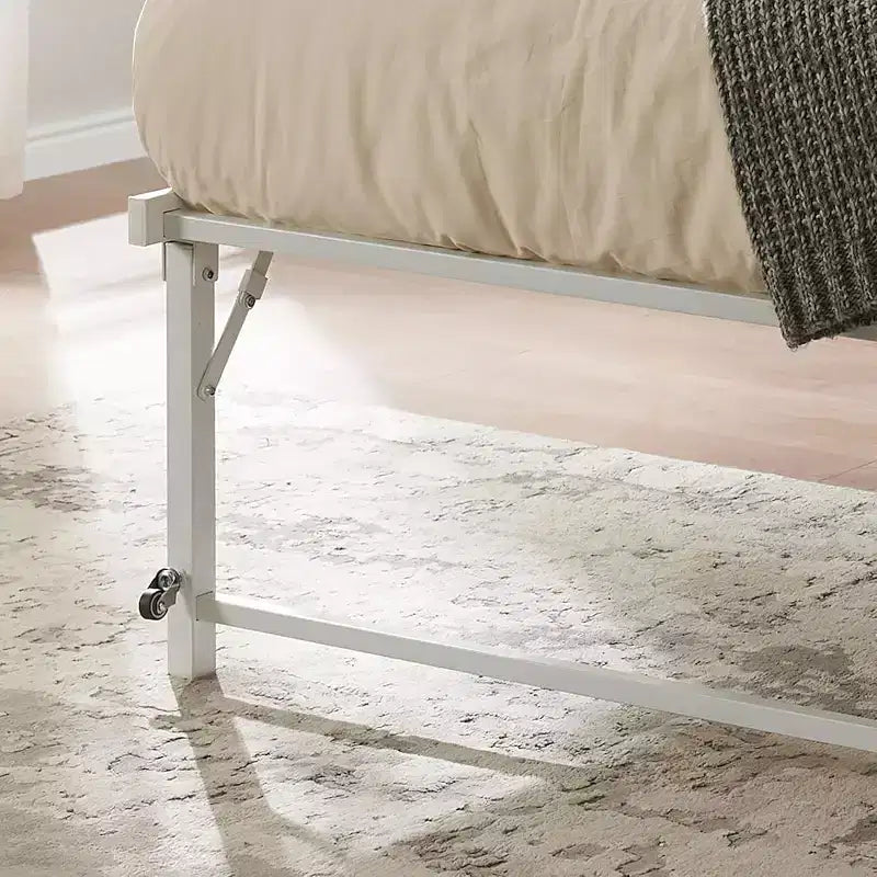 Cadre de lit gigogne escamotable en métal taille double avec roulettes de la marque Kings Brand Furniture - Solution compacte, robuste et élégante