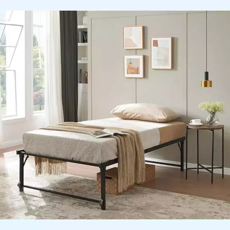 Cadre de lit gigogne escamotable en métal taille double avec roulettes de la marque Kings Brand Furniture - Solution compacte, robuste et élégante
