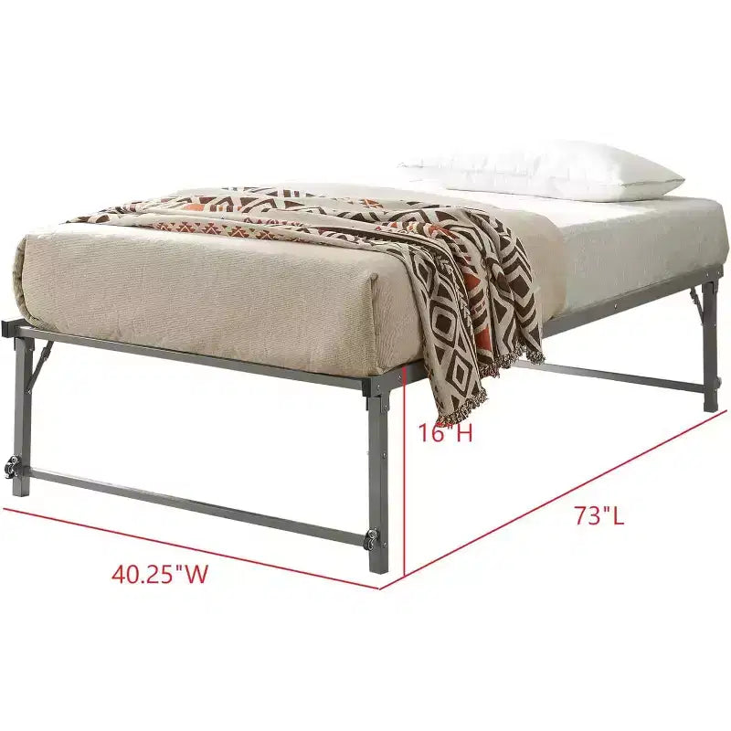 Cadre de lit gigogne escamotable en métal taille double avec roulettes de la marque Kings Brand Furniture - Solution compacte, robuste et élégante