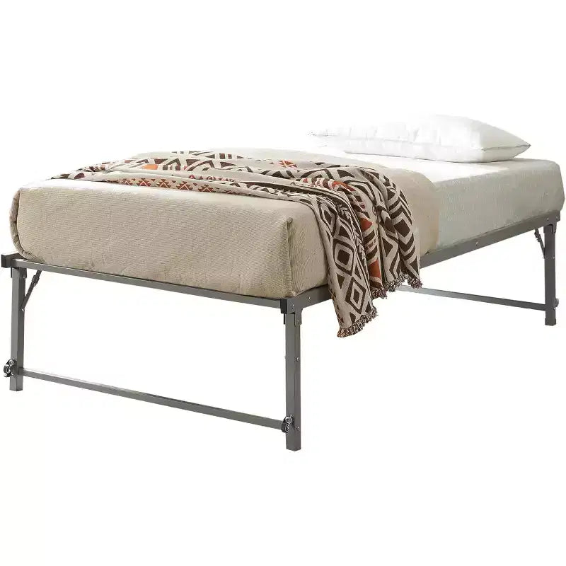 Cadre de lit gigogne escamotable en métal taille double avec roulettes de la marque Kings Brand Furniture - Solution compacte, robuste et élégante