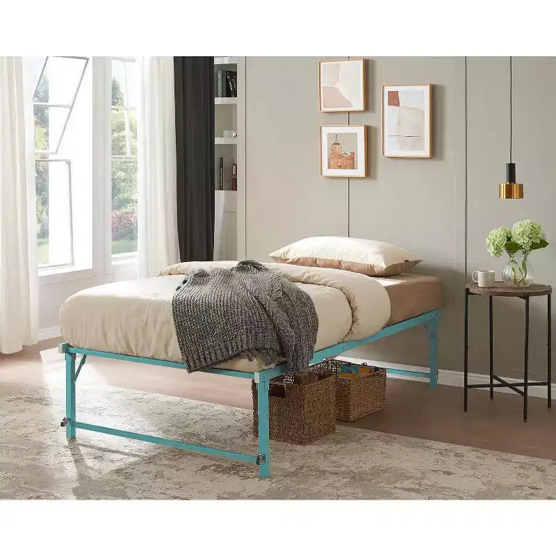 Cadre de lit gigogne escamotable en métal taille double avec roulettes de la marque Kings Brand Furniture - Solution compacte, robuste et élégante