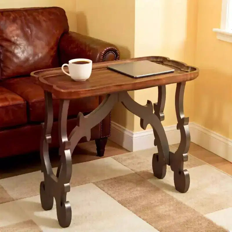 Table basse/d'appoint eHemco style ancien pour salon, pieds noirs et finition naturelle, grande