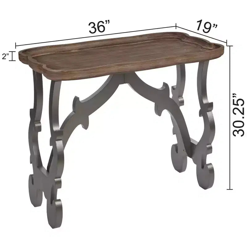 Table basse/d'appoint eHemco style ancien pour salon, pieds noirs et finition naturelle, grande