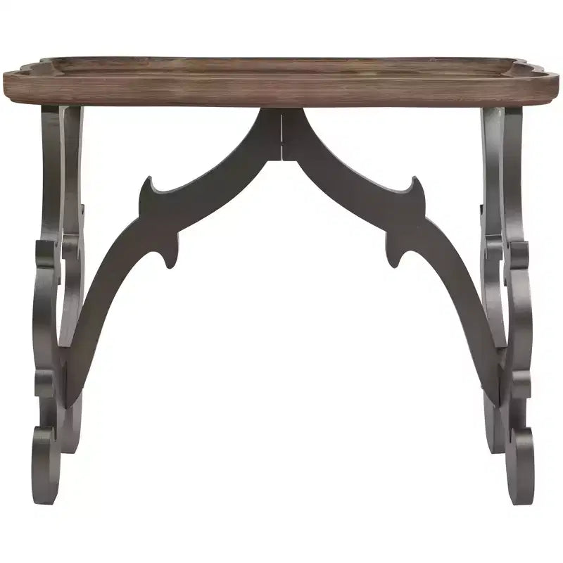 Table basse/d'appoint eHemco style ancien pour salon, pieds noirs et finition naturelle, grande