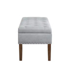 GDFStudio Peter Pouf capitonné en velours de 122 cm avec clous et pieds en bois