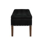 GDFStudio Peter Pouf capitonné en velours de 122 cm avec clous et pieds en bois