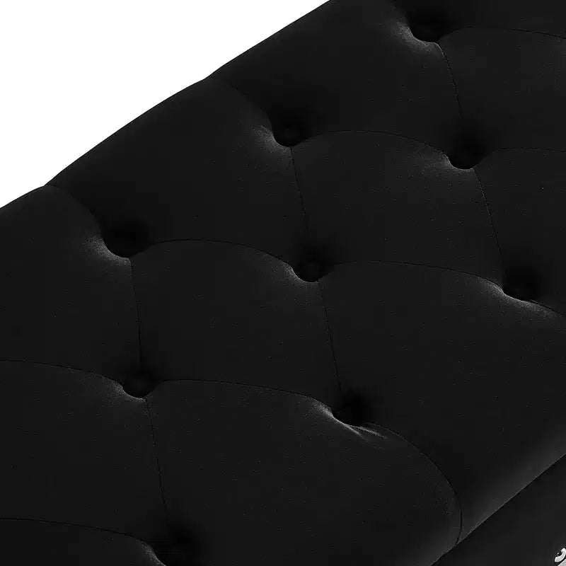 GDFStudio Peter Pouf capitonné en velours de 122 cm avec clous et pieds en bois