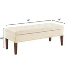 GDFStudio Peter Pouf capitonné en velours de 122 cm avec clous et pieds en bois