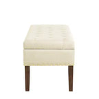 GDFStudio Peter Pouf capitonné en velours de 122 cm avec clous et pieds en bois