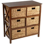 eHemco 3 tiroirs de rangement avec 6 paniers en jacinthe d'eau naturelle