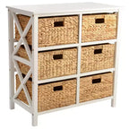 eHemco 3 tiroirs de rangement avec 6 paniers en jacinthe d'eau naturelle