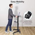 Yescom Pupitre roulant portable Bureau pour ordinateur portable mobile Lecture de présentation Bureau