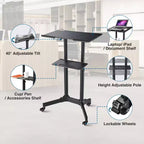 Yescom Pupitre roulant portable Bureau pour ordinateur portable mobile Lecture de présentation Bureau