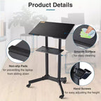 Yescom Pupitre roulant portable Bureau pour ordinateur portable mobile Lecture de présentation Bureau