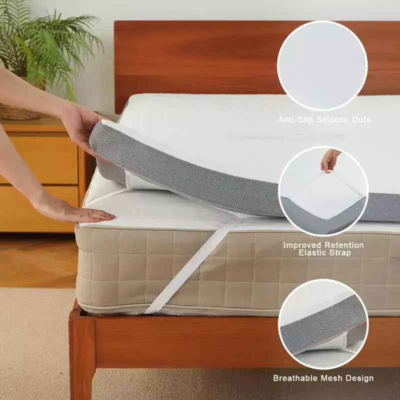 Surmatelas en mousse à mémoire de forme Belffin King Size, surmatelas imperméable pour le soutien du corps et le soulagement de la pression, avec housse amovible
