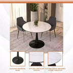 Table à manger ronde LeisureMod Bristol 40 – Plateau en pierre frittée, table d'appoint de café et piédestal en acier robuste noir pour la cuisine et les petits espaces
