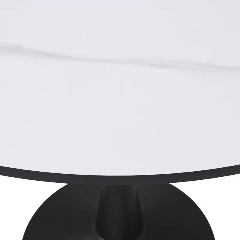 Table à manger ronde LeisureMod Bristol 40 – Plateau en pierre frittée, table d'appoint de café et piédestal en acier robuste noir pour la cuisine et les petits espaces
