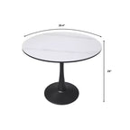 Table à manger ronde LeisureMod Bristol 40 – Plateau en pierre frittée, table d'appoint de café et piédestal en acier robuste noir pour la cuisine et les petits espaces