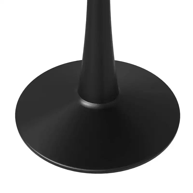 Table à manger ronde LeisureMod Bristol 40 – Plateau en pierre frittée, table d'appoint de café et piédestal en acier robuste noir pour la cuisine et les petits espaces