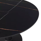 Table à manger ronde LeisureMod Bristol 40 – Plateau en pierre frittée, table d'appoint de café et piédestal en acier robuste noir pour la cuisine et les petits espaces