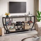 Table console longue Lantine de 179,9 cm avec étagères, table d'appoint rustique avec rangement, meuble TV de style industriel