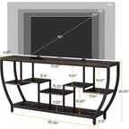 Table console longue Lantine de 179,9 cm avec étagères, table d'appoint rustique avec rangement, meuble TV de style industriel