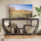 Table console longue Lantine de 179,9 cm avec étagères, table d'appoint rustique avec rangement, meuble TV de style industriel