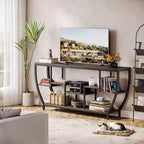 Table console longue Lantine de 179,9 cm avec étagères, table d'appoint rustique avec rangement, meuble TV de style industriel