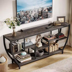 Table console longue Lantine de 179,9 cm avec étagères, table d'appoint rustique avec rangement, meuble TV de style industriel