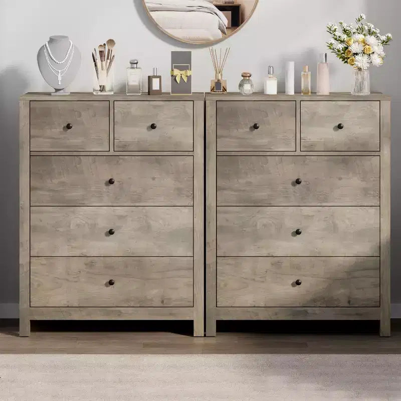 Commode à 5 tiroirs Garvee pour chambre à coucher, commode haute moderne avec tiroirs de rangement, commode en bois pour chambre à coucher, entrée, couloir