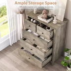 Commode à 5 tiroirs Garvee pour chambre à coucher, commode haute moderne avec tiroirs de rangement, commode en bois pour chambre à coucher, entrée, couloir