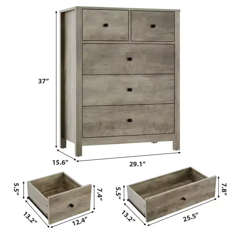 Commode à 5 tiroirs Garvee pour chambre à coucher, commode haute moderne avec tiroirs de rangement, commode en bois pour chambre à coucher, entrée, couloir