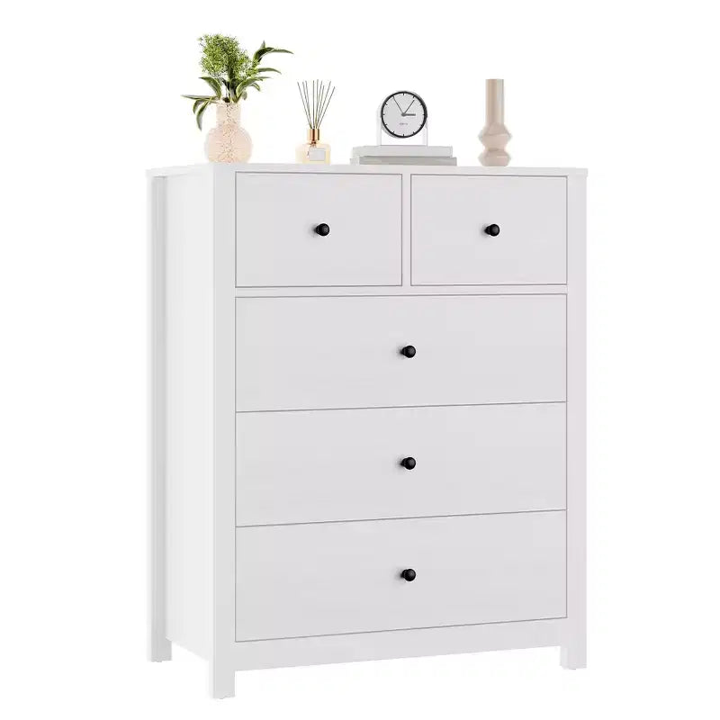 Commode à 5 tiroirs Garvee pour chambre à coucher, commode haute moderne avec tiroirs de rangement, commode en bois pour chambre à coucher, entrée, couloir
