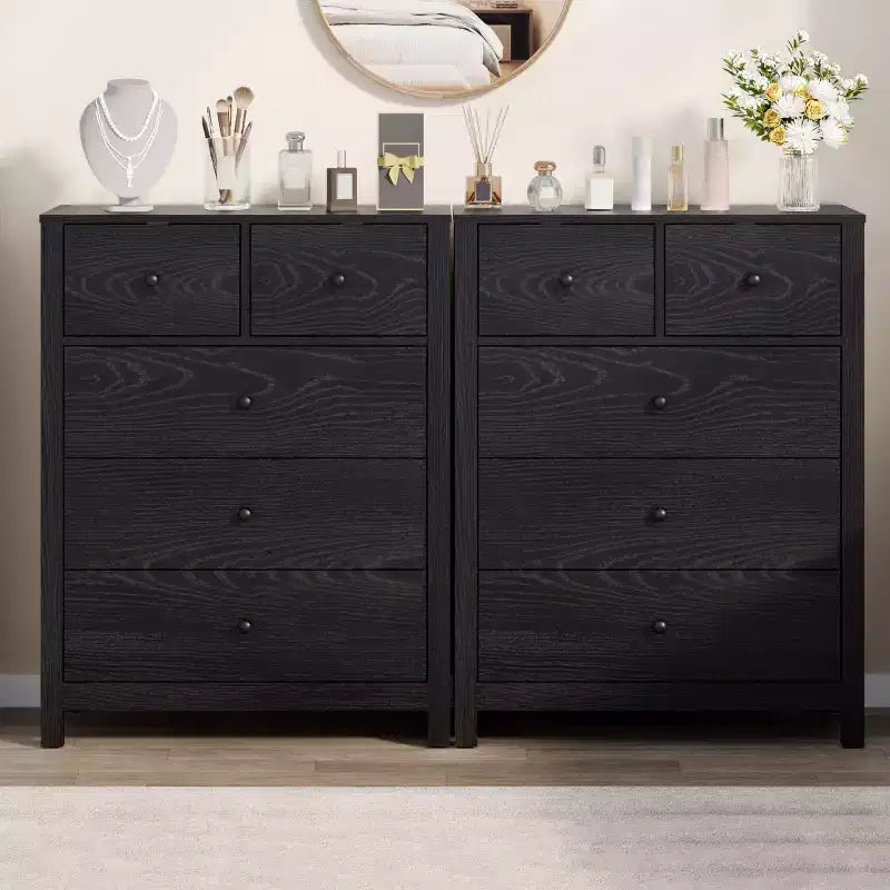 Commode à 5 tiroirs Garvee pour chambre à coucher, commode haute moderne avec tiroirs de rangement, commode en bois pour chambre à coucher, entrée, couloir