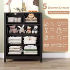 Commode à 5 tiroirs Garvee pour chambre à coucher, commode haute moderne avec tiroirs de rangement, commode en bois pour chambre à coucher, entrée, couloir
