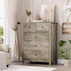 Commode à 5 tiroirs Garvee pour chambre à coucher, commode haute moderne avec tiroirs de rangement, commode en bois pour chambre à coucher, entrée, couloir
