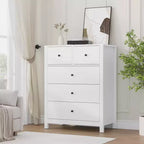Commode à 5 tiroirs Garvee pour chambre à coucher, commode haute moderne avec tiroirs de rangement, commode en bois pour chambre à coucher, entrée, couloir