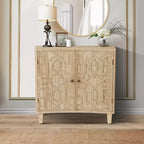 Christopher Knight Home Sonja Buffet d'appoint contemporain à motif géométrique avec étagères réglables et portes