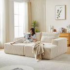 87 Oversized Sectional Lounge Chaise, No Assembly Required, Cloud Plush Loveseat with Reclining Sofa Bed