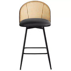 Tabourets de bar pivotants Bekrvio 26 Mid-Century Modern, lot de 2/3/4, chaises de bar rembourrées en similicuir avec dossier en rotin et pieds en métal pour comptoir de cuisine