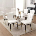 Bekrvio Lot de 6 chaises de salle à manger, modernes, rembourrées, en similicuir, avec haut dossier, pieds en métal, chaises de cuisine sans accoudoirs pour salon et salle à manger