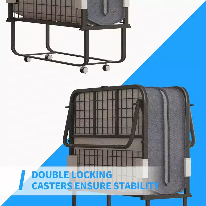 Mjkone Lit Pliant avec Matelas, Lit d'Appoint Portable, Lit de Camp, Lit d'Appoint Rembourré