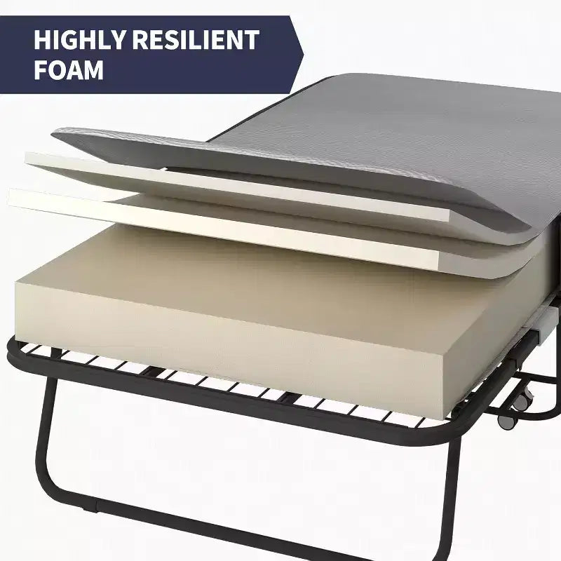 Mjkone Lit Pliant avec Matelas, Lit d'Appoint Portable, Lit de Camp, Lit d'Appoint Rembourré