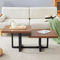 GDFStudio Aaron Dark Double-Deck Wood 47W Coffee Table with Metal Criss Cross Base