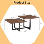 Table basse GDFStudio Aaron Double Plateau Bois Foncé 119cm avec Base en Métal Entrecroisée