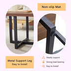 Table basse GDFStudio Aaron Double Plateau Bois Foncé 119cm avec Base en Métal Entrecroisée